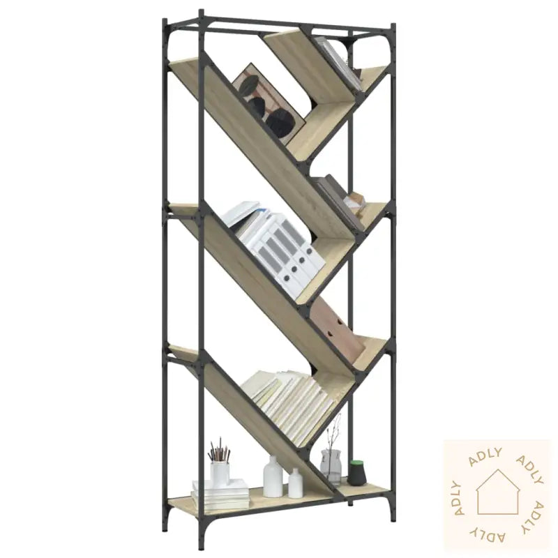 Bokhylle Sonoma Eik 79X30X180 Cm Konstruert Tre Og Metall