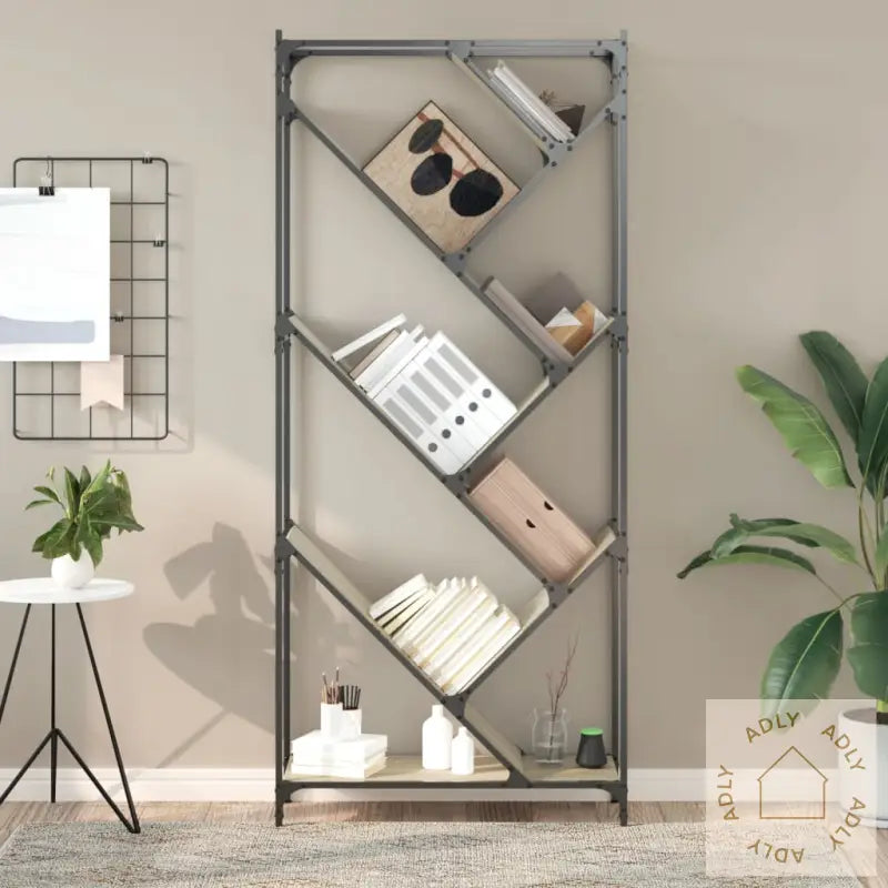 Bokhylle Sonoma Eik 79X30X180 Cm Konstruert Tre Og Metall