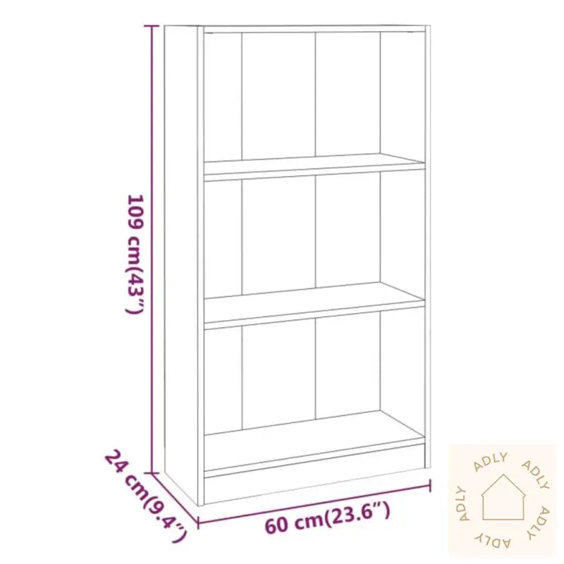Bokhylle Røkt Eik 60X24X109 Cm Konstruert Tre