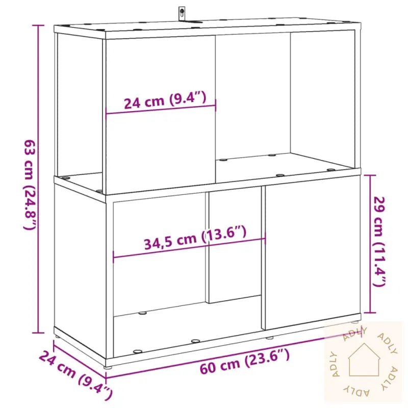 Bokhylle Gammelt Tre 60X24X63 Cm Konstruert Tre