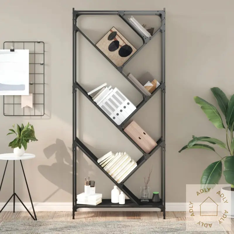 Bokhylle Svart 79X30X180 Cm Konstruert Tre