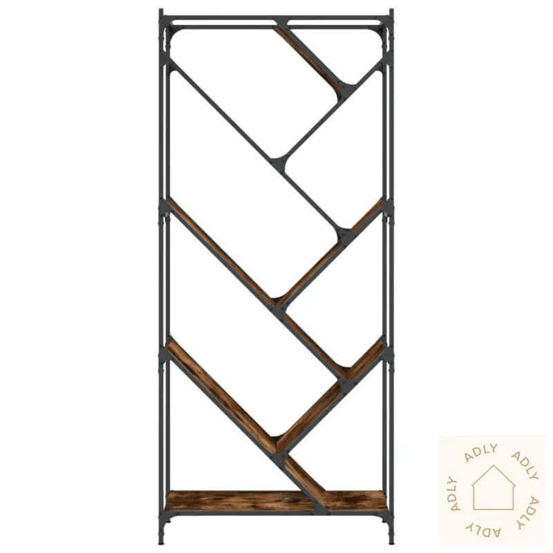 Bokhylle Røkt Eik 79X30X180 Cm Konstruert Tre Og Metall