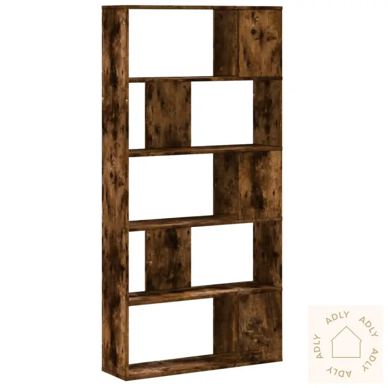Bokhylle 5 Etasjer Røkt Eik 80,5X23,5X162,5 Cm Konstruert Tre