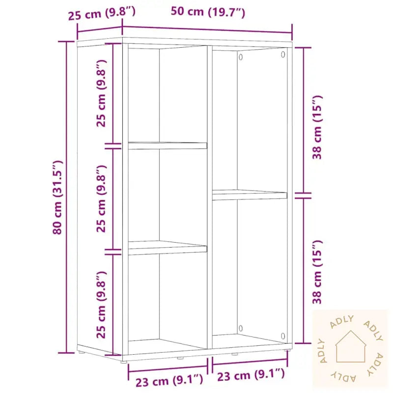 Bokhylle/Skjenk Svart 50X25X80 Cm Konstruert Tre