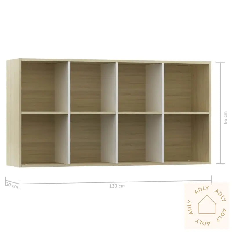 Bokhylle/Skjenk Hvit Og Sonoma Eik 66X30X130 Cm Konstruert Tre