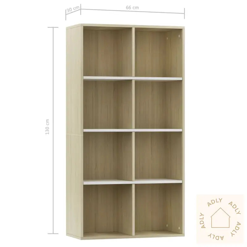 Bokhylle/Skjenk Hvit Og Sonoma Eik 66X30X130 Cm Konstruert Tre