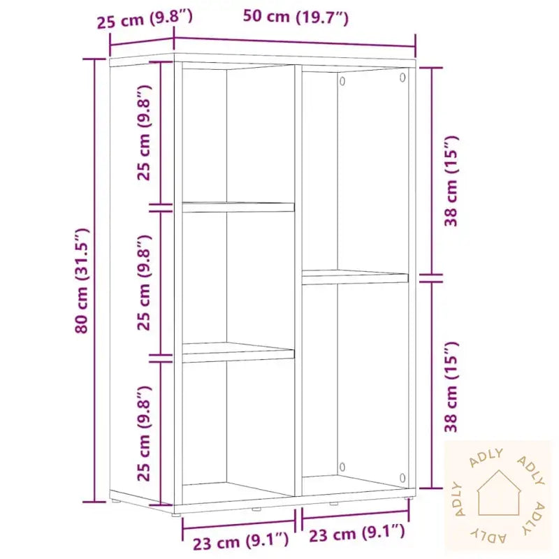 Bokhylle/Skjenk Sonoma Eik 50X25X80 Cm Konstruert Tre