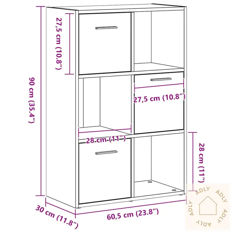 Bokhylle/Romdeler Svart Eik 60,5X30X90 Cm Konstruert Tre
