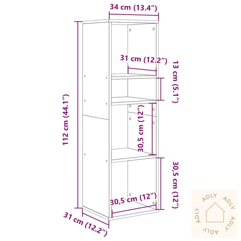 Bokhylle Artisan Eik 34X31X112 Cm Konstruert Tre