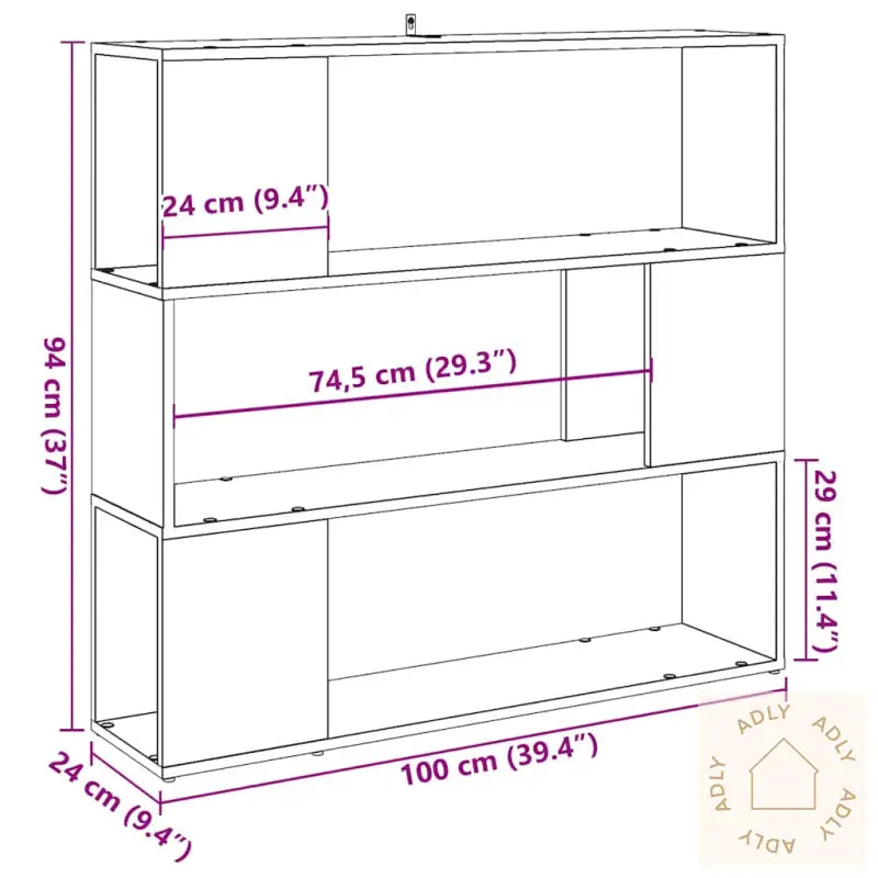Bokhylle/Romdeler Artisan Eik 100X24X94 Cm