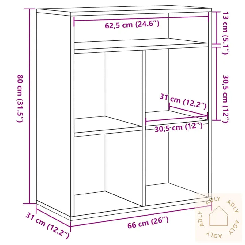 Bokhylle Sonoma Eik 66X31X80 Cm Konstruert Tre