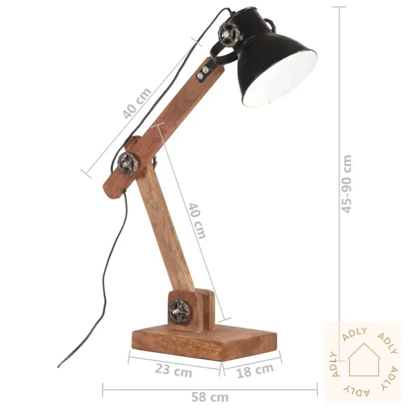 Industriell Bordlampe Svart Rund 58X18X90 Cm E27