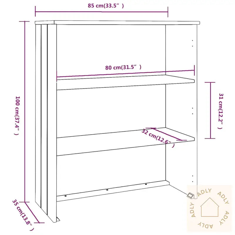 Skjenketopp Hamar Hvit 85X35X100 Cm Heltre Furu
