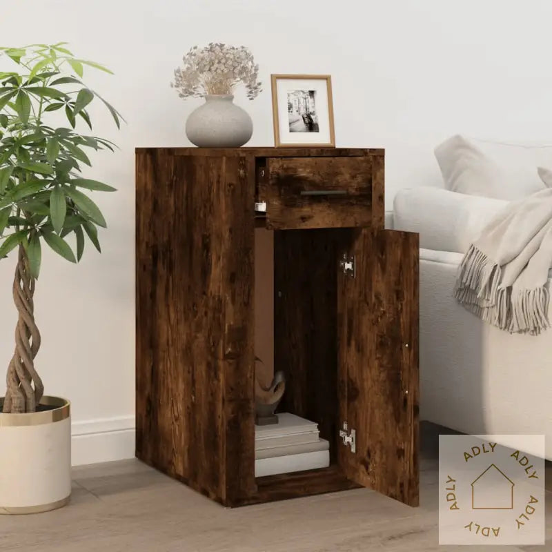 Skrivebord Røkt Eik 40X49X75 Cm Konstruert Tre
