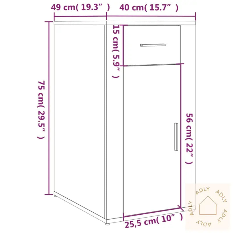 Skap Til Skrivebord Høyglans Hvit 40X49X75 Cm Konstruert Tre