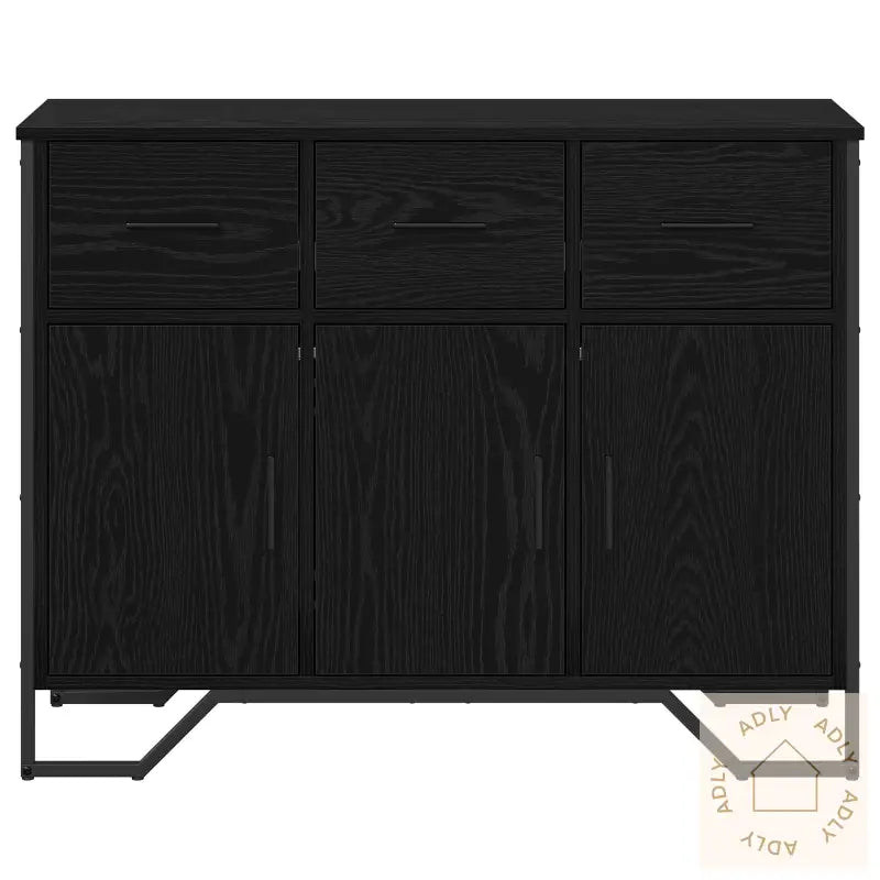 Bordskuff Svart Eik 97X32,5X74,5 Cm Konstruert Tre