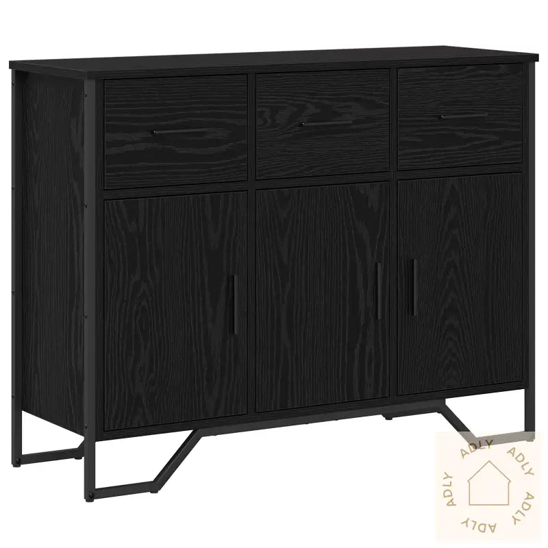 Bordskuff Svart Eik 97X32,5X74,5 Cm Konstruert Tre