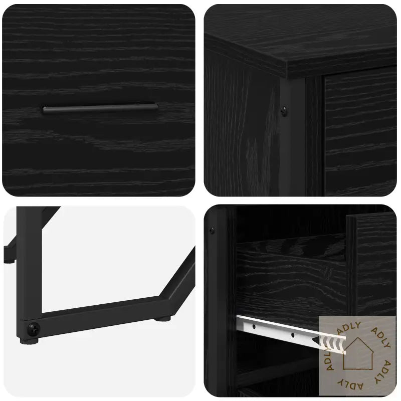 Bordskuff Svart Eik 97X32,5X74,5 Cm Konstruert Tre
