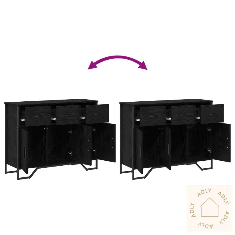 Bordskuff Svart Eik 97X32,5X74,5 Cm Konstruert Tre