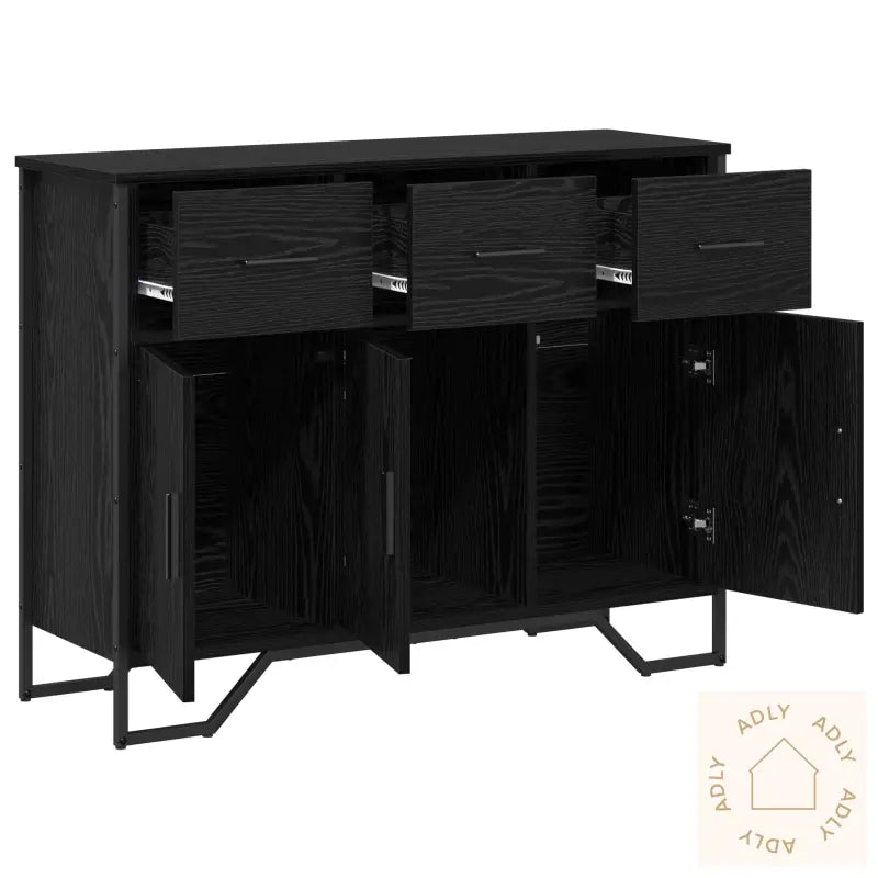 Bordskuff Svart Eik 97X32,5X74,5 Cm Konstruert Tre