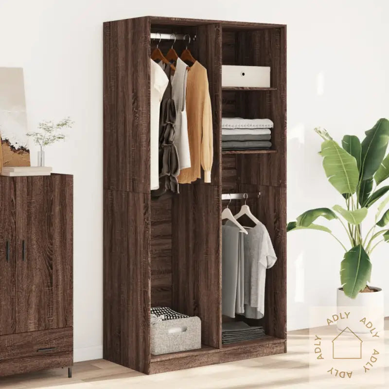 Garderobe Brun Eik 100X50X200 Cm Konstruert Tre