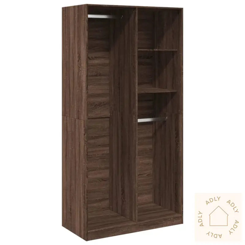 Garderobe Brun Eik 100X50X200 Cm Konstruert Tre