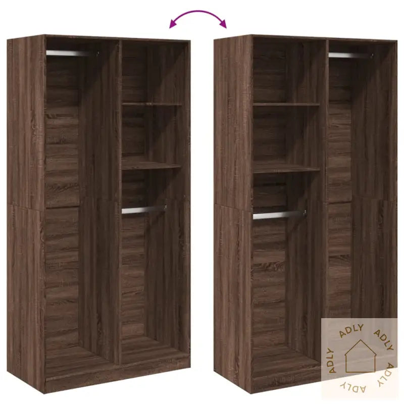 Garderobe Brun Eik 100X50X200 Cm Konstruert Tre