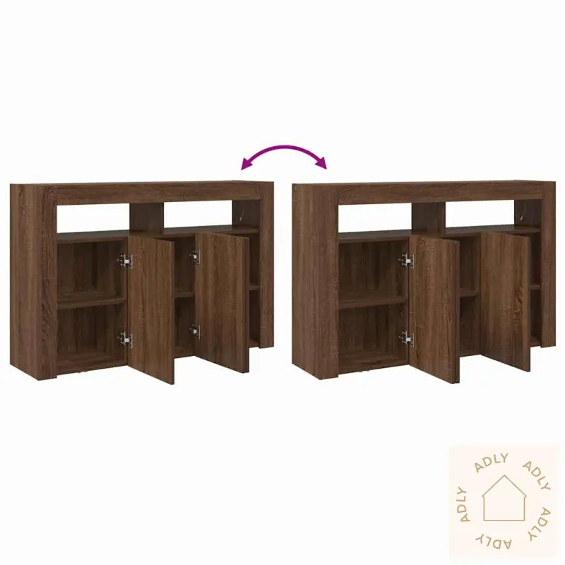 Sideboard Brun Eik Konstruert Tre 116 X 30 X 75 Cm Rektangulært