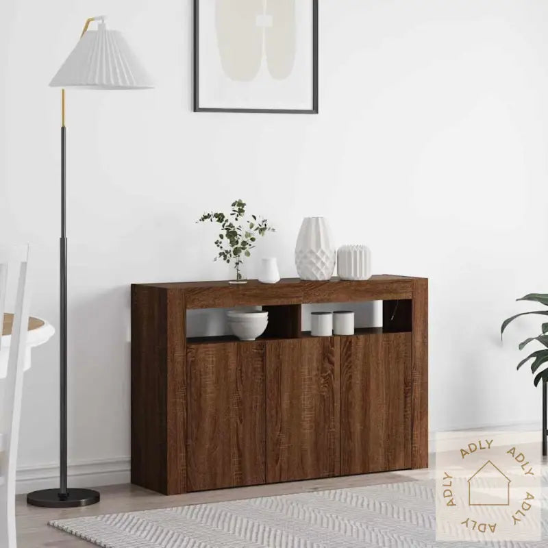 Sideboard Brun Eik Konstruert Tre 116 X 30 X 75 Cm Rektangulært