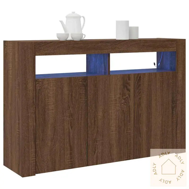 Sideboard Brun Eik Konstruert Tre 116 X 30 X 75 Cm Rektangulært
