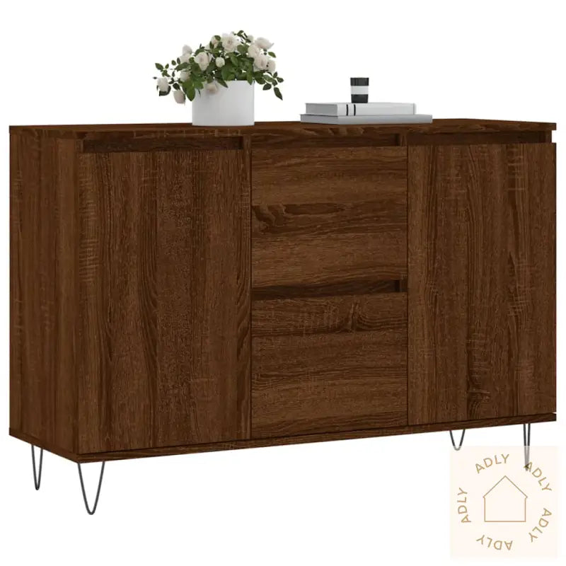 Skjenk Brun Eik 104X35X70 Cm Konstruert Tre