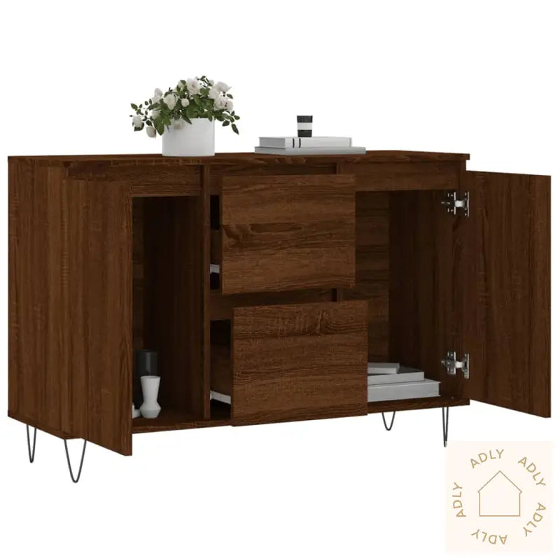 Skjenk Brun Eik 104X35X70 Cm Konstruert Tre