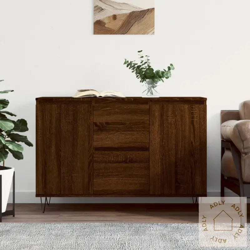 Skjenk Brun Eik 104X35X70 Cm Konstruert Tre