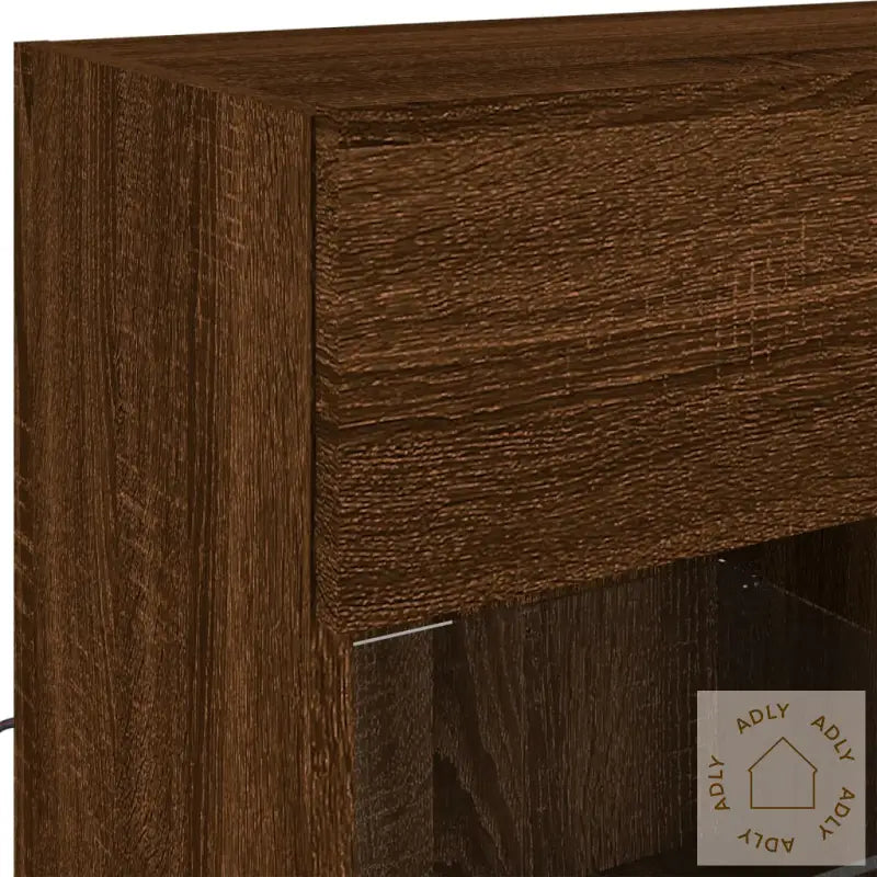 Vegghengt Tv-Benk Med Led-Lys Brun Eik 78,5X30X60,5 Cm