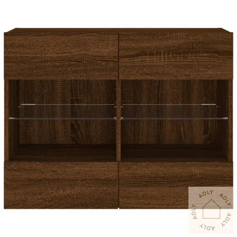 Vegghengt Tv-Benk Med Led-Lys Brun Eik 78,5X30X60,5 Cm