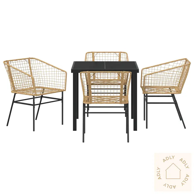 5 Delers Hage Spisegruppe Brun Poly Rattan