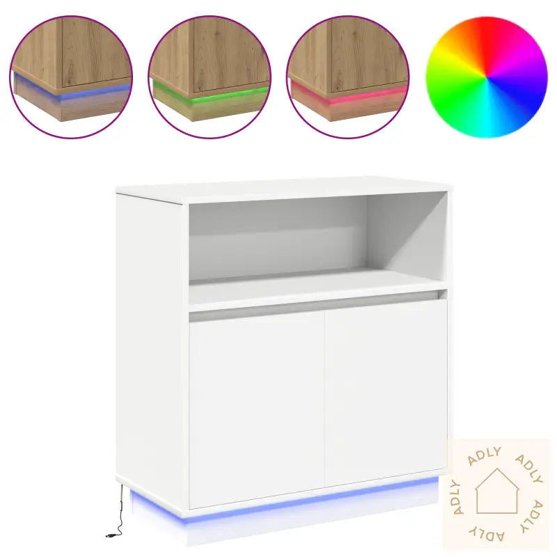 Sideboard Med Led Hvit 71X34,5X75 Cm Ingeniørtre