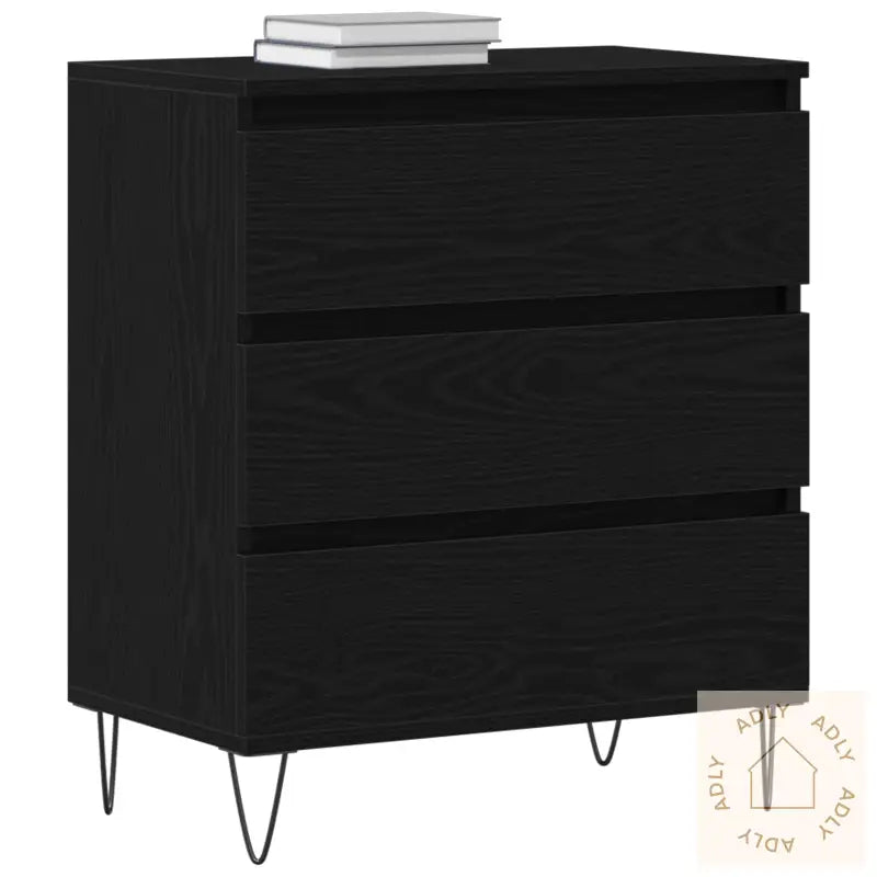 Sideboard Med Skuffer Svart Eik 60X35X70 Cm Ingeniørtre