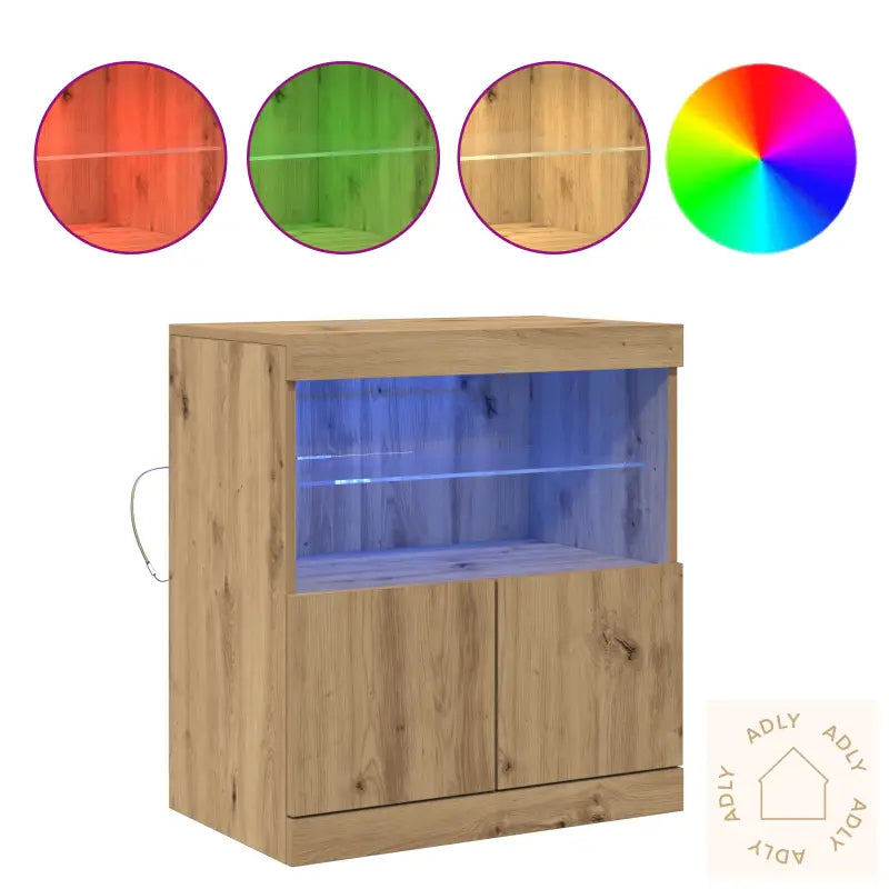 Sideboard Med Led-Belysning I Artisan Eik 60X37X67 Cm