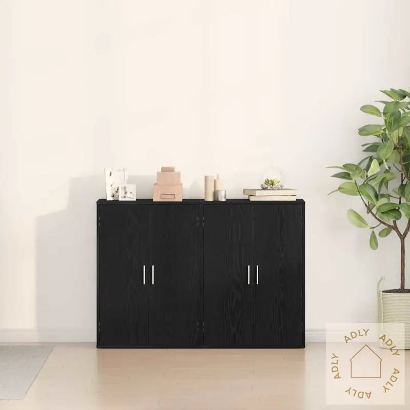 Sideboards 2 Stk I Sort Eik, Mål: 60 X 31 X 84 Cm. Bygget I Tre.