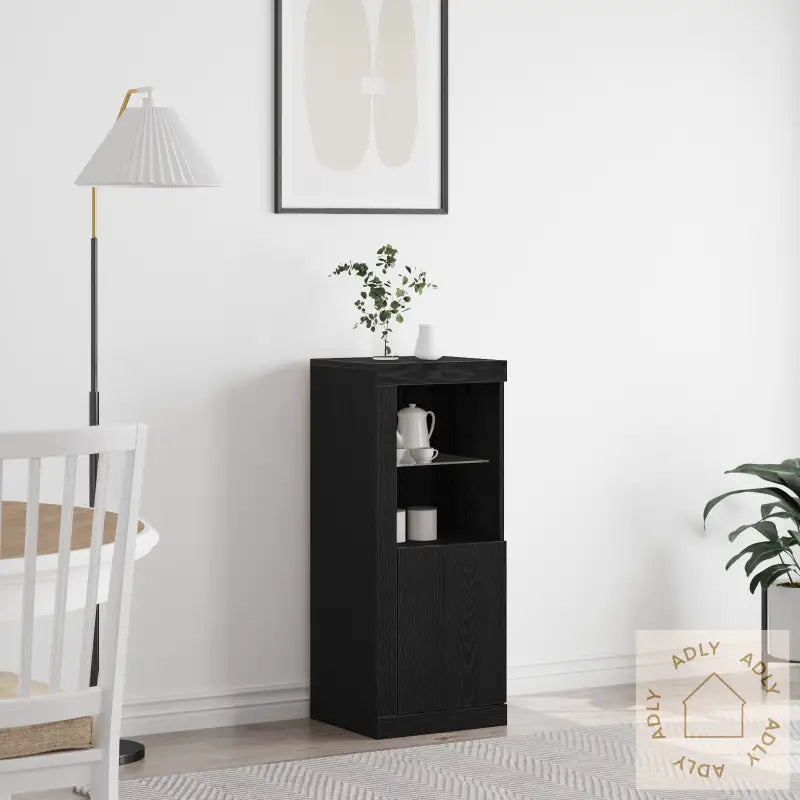 Skap Med Led-Lamper Svart Eik 41X37X100 Cm