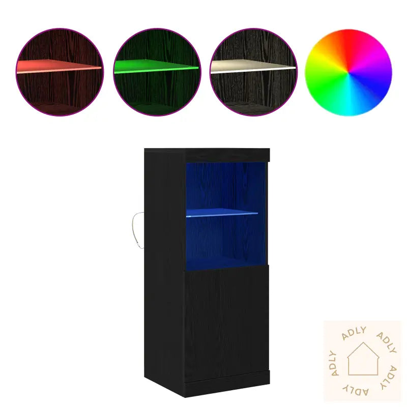 Skap Med Led-Lamper Svart Eik 41X37X100 Cm