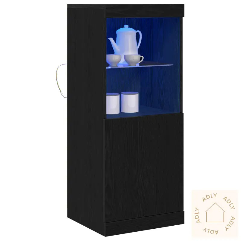 Skap Med Led-Lamper Svart Eik 41X37X100 Cm