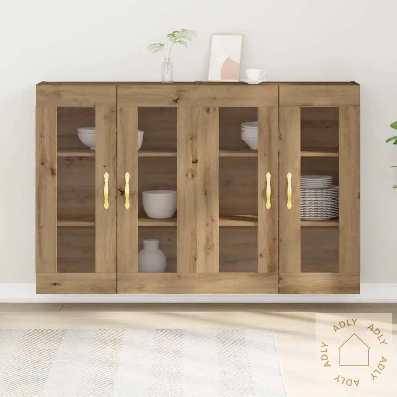 Vegghengte Skap (2 Stk) I Artisan Eik, 69,5 X 34 X 90 Cm. Laget Av Tre.