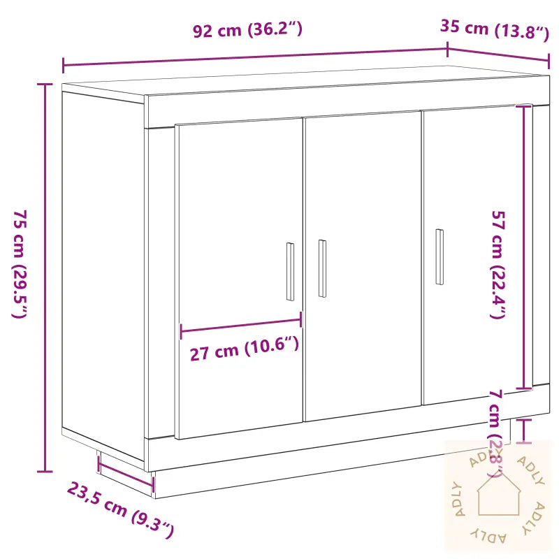 Skap Svart Eik 92X35X75 Cm Konstruert Tre