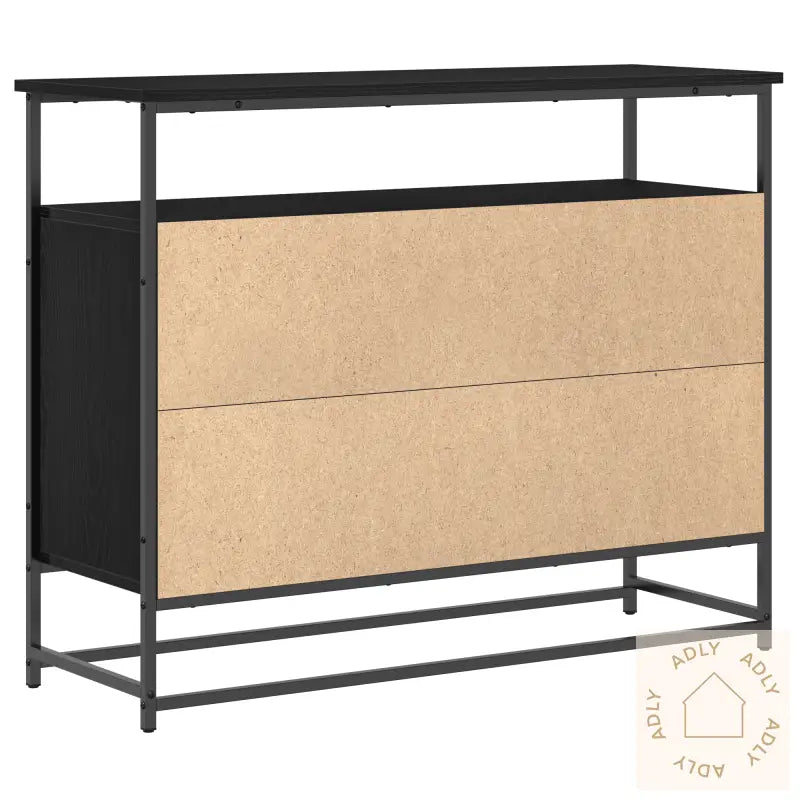 Sideboard Svart Eik 100X35X80 Cm Konstruert Tre Og Stål