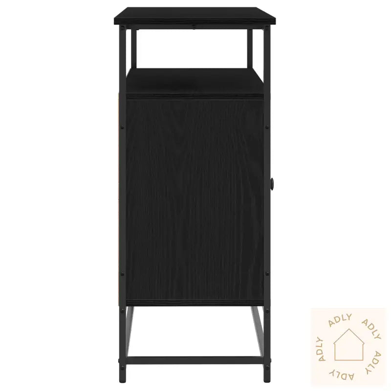 Sideboard Svart Eik 100X35X80 Cm Konstruert Tre Og Stål