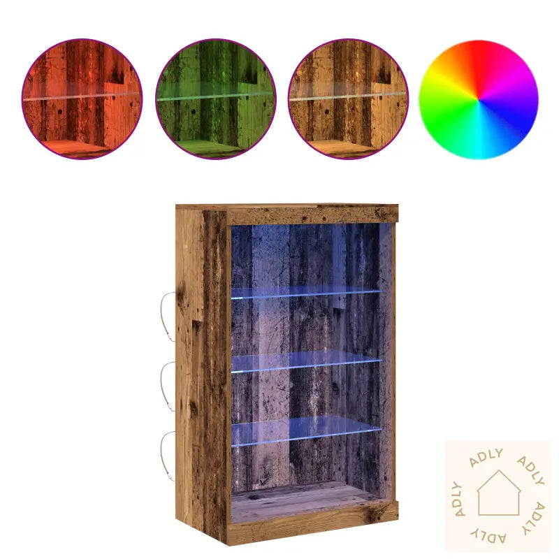 Sideboard Med Led-Lamper Gamle Treverk 60,5X37X100 Cm