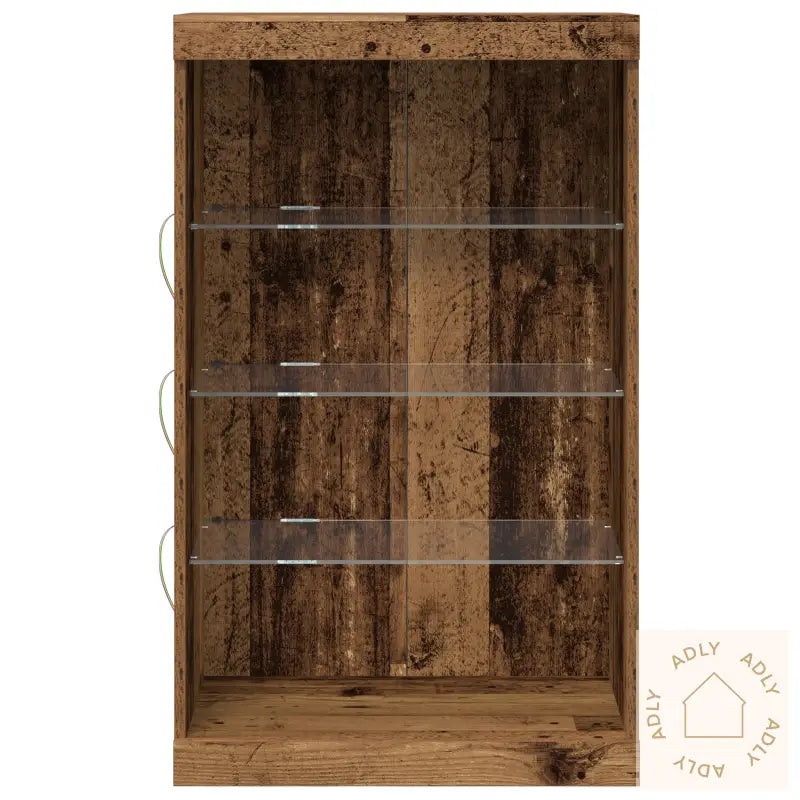 Sideboard Med Led-Lamper Gamle Treverk 60,5X37X100 Cm