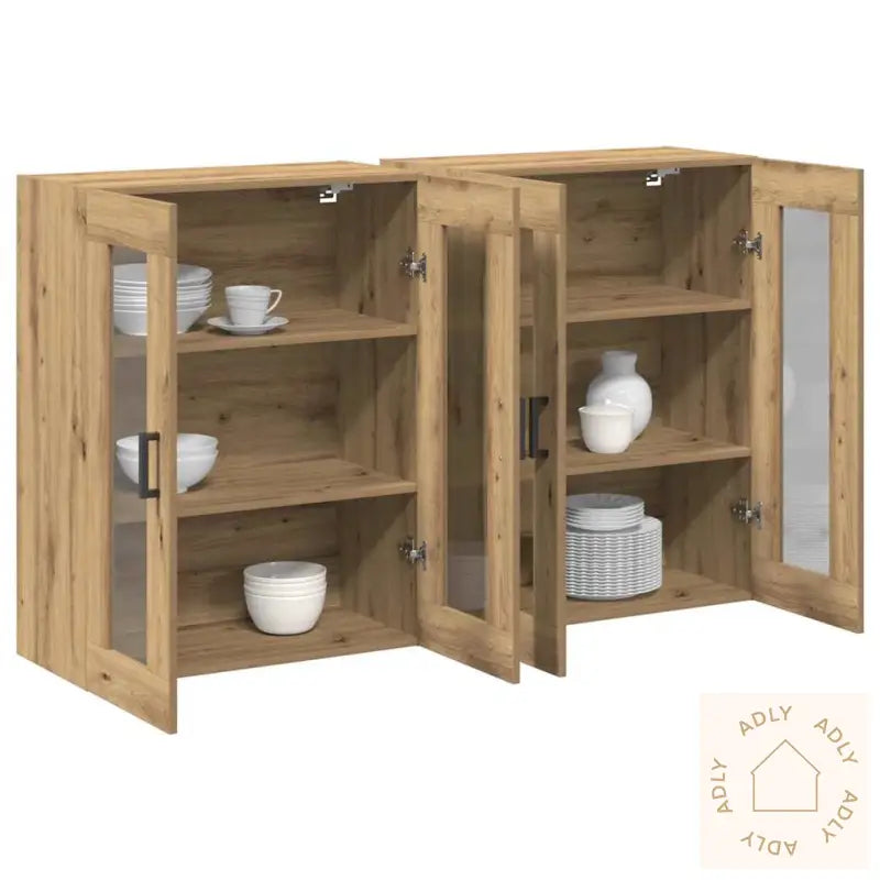 Veggmonterte Skap 2 Stk. I Artisan Eik, 69,5 X 34 X 90 Cm, Laget Av Tre